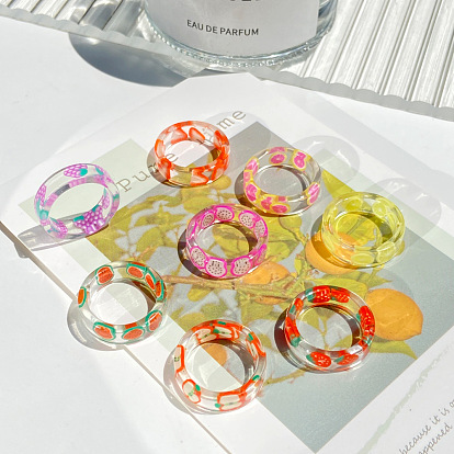 Прозрачное кольцо из фруктовой смолы для женщин - открытое кольцо с летними фруктами