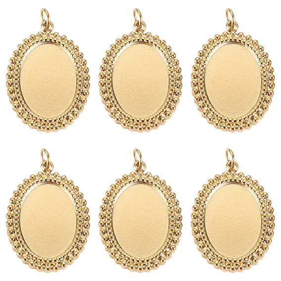 6шт 304 подвеска из нержавеющей стали с кабошоном, с прыжковых колец, овальные