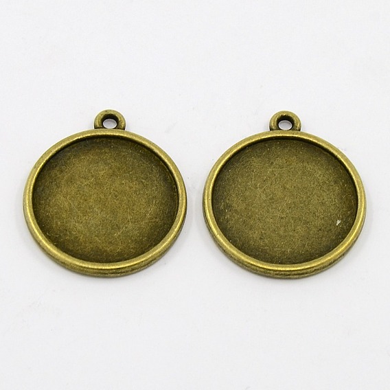 Настройки сплава кулон кабошоны тибетский стиль, без свинца и без кадмия, чашки безель с краями, плоско-круглые