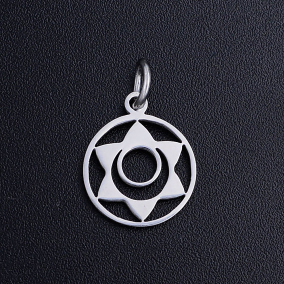 201 Stainless Steel Pendants, with Jump Rings, Svadhisthana Chakra
