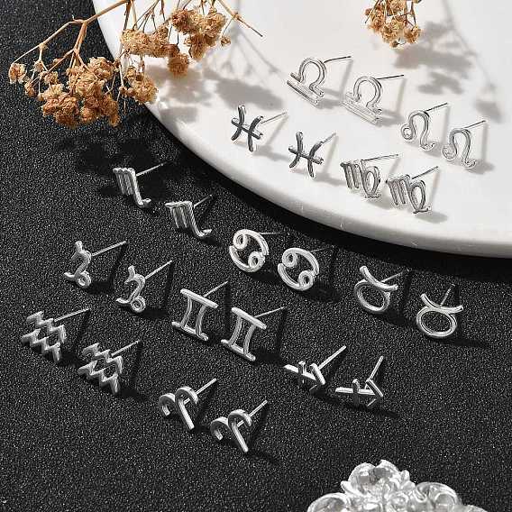 Серьги-гвоздики из стерлингового серебра s925, серебряные, двенадцать созвездий