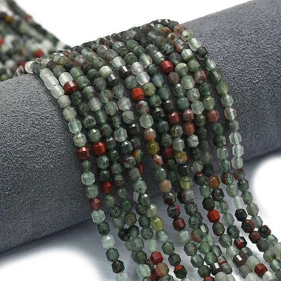 Природные африканские гелиотроп бисер пряди, энергетическая призматическая огранка с двойными концами бусины, граненые двухконусные