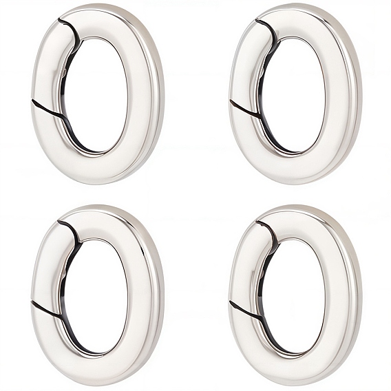 4 шт 925 Таиланд стерлингового серебра пружинные воротные кольца, овальные