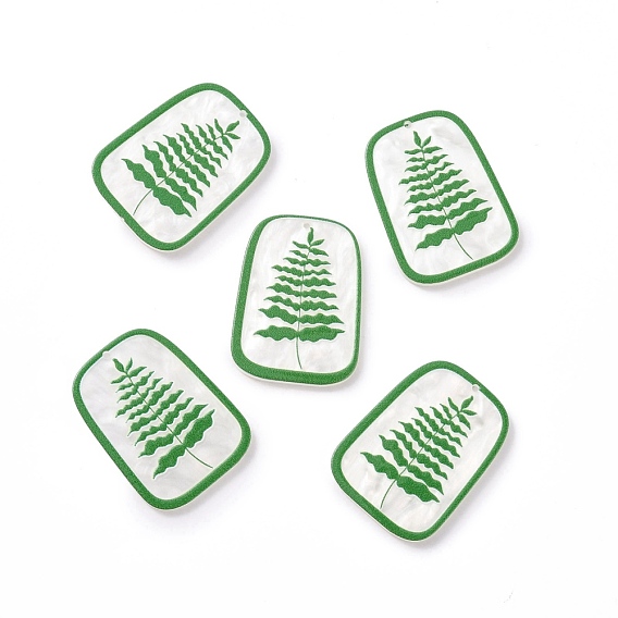 Acrylic Pendants, with Leaf, Trapezoid