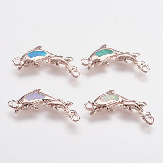 Messingverbinder Stecker, mit synthetischen Opal, Delphin