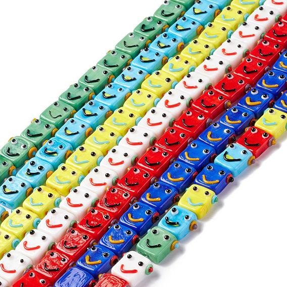 Handmade Lampwork Beads Strands, Robot Head