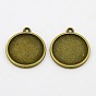 Настройки сплава кулон кабошоны тибетский стиль, без свинца и без кадмия, чашки безель с краями, плоско-круглые