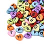 Opake Acryl-Emaille-Perlen, Herz mit Buchstabenmuster