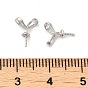 Rhodium Plated Rack Plating 925 Sterling Silver Rabbit Ear Peg Bails, Long-Lasting Plated, for Half Drilled Beads, with S925 Stamp