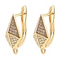 SHEGRACE Brass Micro Pave Cubic Zirconia Hoop Earring Findings, with Loop, Cadmium Free & Lead Free & Nickel Free