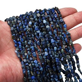 Нитки бусины из натурального ляписа-лазури, самородки