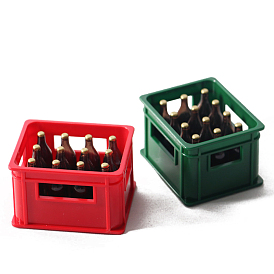 Mini Resin Beer Bottle Box, Micro Landscape Dollhouse Accessories Pretending Prop Decorations
