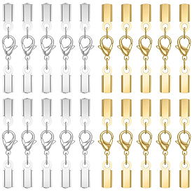 20Pcs 2 Colors 304 Stainless Steel Lobster Claw Clasps with Cord Ends