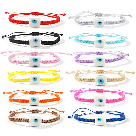 Браслеты из бисера в технике лэмпворк, регулируемые плетеные браслеты из синтетического волокна для мужчин и женщин, Колонна с дурным глазом