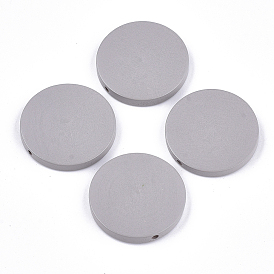 Painted Natural Wood Beads, Flat Round