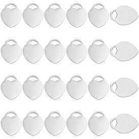 40 шт. 304 подвески из нержавеющей стали, сердце, пустая бирка с зеркальной полировкой