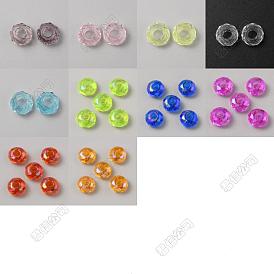 Transparent Acrylic Large Hole Beads, Faceted, Rondelle