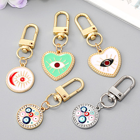 Blue Heart Evil Eye Keychain and Bag Charm Jewelry Set