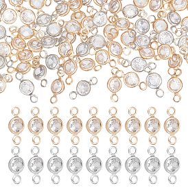 100 шт. 2 цвета латунь паве прозрачный кубический цирконий соединительные подвески, плоские круглые ссылки