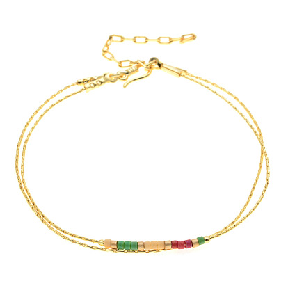 Bohemian Style Colorful Double-layered Adjustable Buckle Beaded Fashion Bracelet