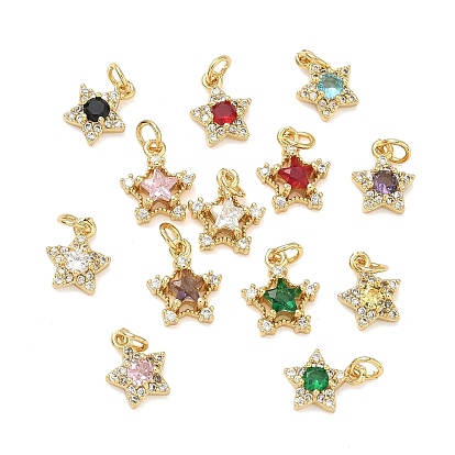 Латунные микро проложить кубического циркония подвески, звезды прелести, без свинца и без кадмия, стойки покрытие, долговечный, реальный 18 k позолоченный