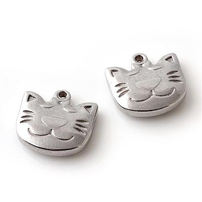 201 Stainless Steel Kitten Pendants, Cat Head Shape