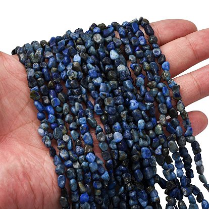 Нитки бусины из натурального ляписа-лазури, самородки