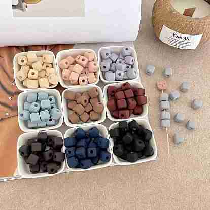 Прорезиненные непрозрачные акриловые европейские бусины, бусины с большим отверстием, кубические