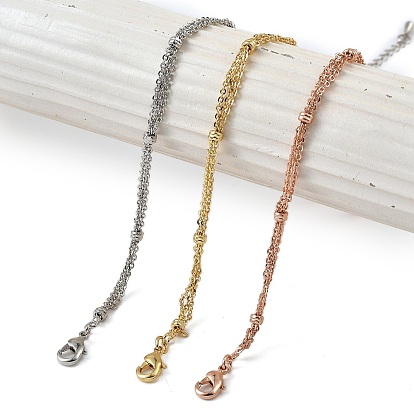 Стойка покрытие латунный кабель цепь браслеты, двухрядные браслеты для женщин, без кадмия и без свинца, 901 застежка из нержавеющей стали, долговечный