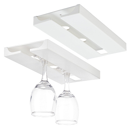 2Pcs Under Cabinet Mount Acrylic Stemware Organizer Holder, Wine Glass Drying Storage Hanging Rack Holds up to 6 Wine Glasses