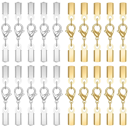 20Pcs 2 Colors 304 Stainless Steel Lobster Claw Clasps with Cord Ends