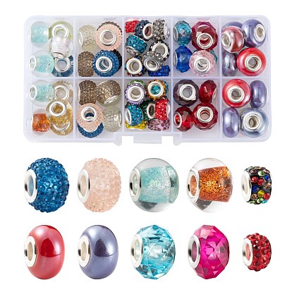 DIY Jewelry Making Kits, Including Rondelle Acrylic & Polymer Clay Rhinestone & Resin Rhinestone & Transparent Glass & Pearlized Handmade Porcelain European Beads