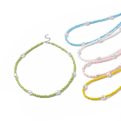 Plastic Pearl & Glass Seed Beaded Necklace for Women