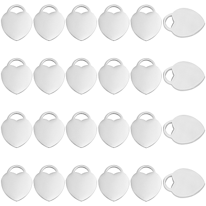 40 шт. 304 подвески из нержавеющей стали, сердце, пустая бирка с зеркальной полировкой
