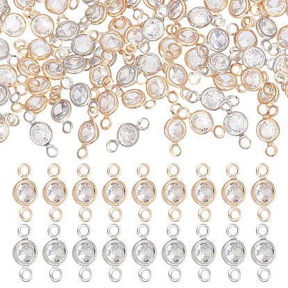 100 шт. 2 цвета латунь паве прозрачный кубический цирконий соединительные подвески, плоские круглые ссылки