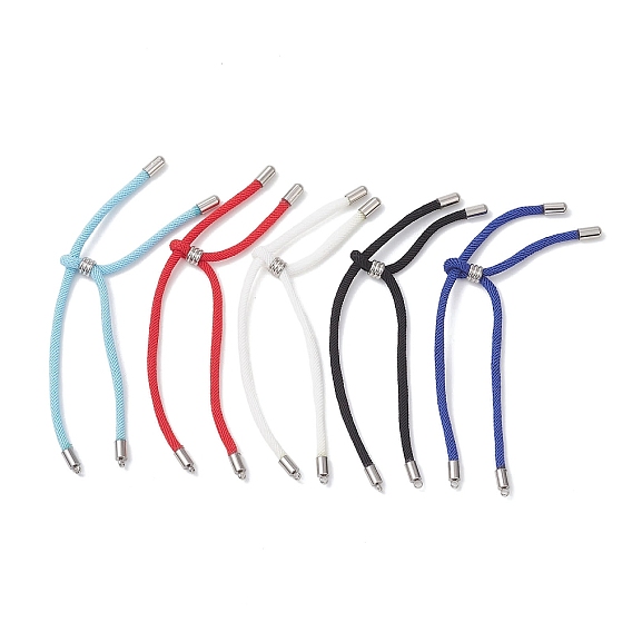 Изготовление браслета-слайдера из нейлонового круглого шнура, с 304 фурнитурой из нержавеющей стали, цвет нержавеющей стали