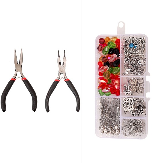Kit de fabrication de boucles d'oreilles pendantes à nœud bricolage, y compris pendentif en alliage et crochets de boucle d'oreille, strass et perles de résine, pinces