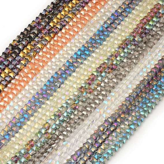 Electroplate Transparent Glass Beads Strands, Butterfly