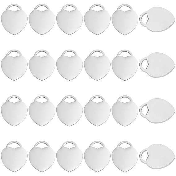 40 шт. 304 подвески из нержавеющей стали, сердце, пустая бирка с зеркальной полировкой