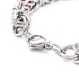 304 Stainless Steel Byzantine Chain Bracelet for Girl Women, Round Glass Beads Bracelets