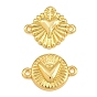 Dijes de conector de latón, plano redondo con enlaces del Sagrado Corazón, sin plomo y cadmio, chapado en rack, larga duración plateado