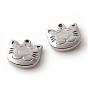 201 Stainless Steel Kitten Pendants, Cat Head Shape