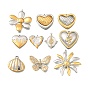 304 подвески из нержавеющей стали, в форме сердца, цветка и ракушки, золотые и нержавеющая сталь цвет