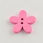 2-Hole Dyed Wooden Buttons, Flower, Mixed Color, 14x15x2mm, Hole: 1mm