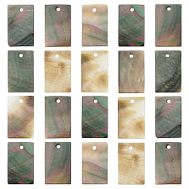 20Pcs Natural Black Lip Shell Pendants, Rectangle Charms