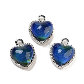 Alloy Glass Blue Pendants, Heart