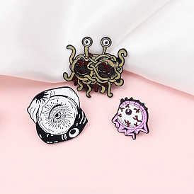 Eye-catching Fashion Badge Set with Doll, Yin Yang Bracelet and Eye Pin - Trendy Chest Brooch