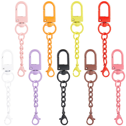 54Pcs Spray Painted Iron Swivel Clasps, with Zinc Alloy Spring Gate Rings