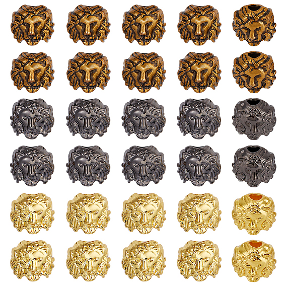 30шт 3 цвета сплава европейские бусины, бусины с большим отверстием, лев