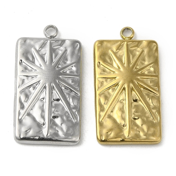 304 подвески из нержавеющей стали, прямоугольник с солнечным шармом